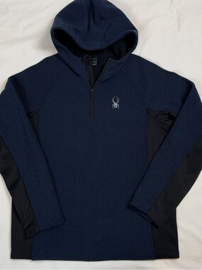 SPYDER Frontier Men’s Pullover 1/4 Zip Pullover Hoodie Size Large Navy/Black